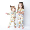 Jungle Friends Bamboo Pajama Convertible Footie Romper, Cream - Footie Pajamas - 4