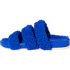 Women's Dolly Strappy Shearling Footbed Slip-On Sandal, Cobalt Puff - Sandals - 1 - thumbnail