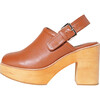 Women's Bonnie Leather Slingback Strap Platform Clog, Luggage - Sandals - 1 - thumbnail