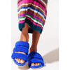 Women's Dolly Strappy Shearling Footbed Slip-On Sandal, Cobalt Puff - Sandals - 2 - thumbnail