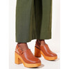 Women's Bonnie Leather Slingback Strap Platform Clog, Luggage - Sandals - 2