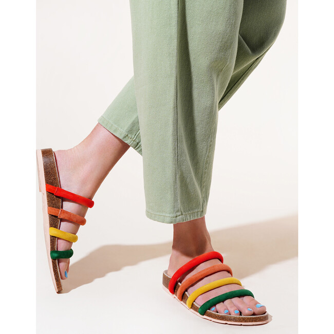 Women's Gloria Suede Slip-On Strappy Sandal, Rainbow - Sandals - 2