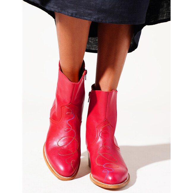 Women's Tessie Rainbow-Stiched CS Twist Cowboy Boot, Flame - Boots - 2