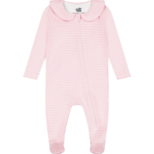 Peter Pan Collar Pajama Footie, Pink Stripe