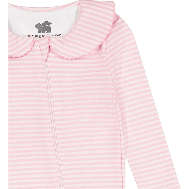 Peter Pan Collar Pajama Footie, Pink Stripe - Footie Pajamas - 2