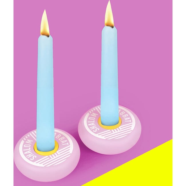 Platz Candy Candlestick, Shabbat Shalom Rose - Menorahs & Candles - 3