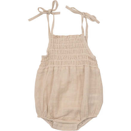 Solid Muslin Soft Linen Tie Strap Smocked Bubble - Angel Dear Rompers ...