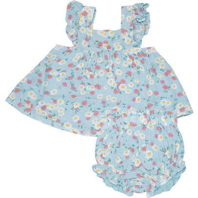 Sweet Chamomile  Butterfly Sleeve Pinafore Top & Bloomer