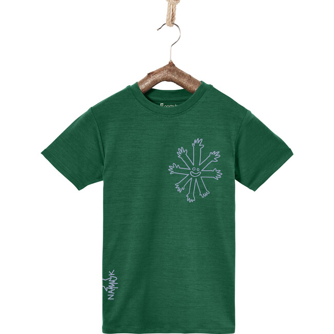 Dea Merino T-Shirt 'Helping Hands', Mountain Green