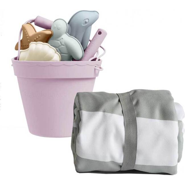 Bucket and Sand Free Towel Set, Dusty Pink