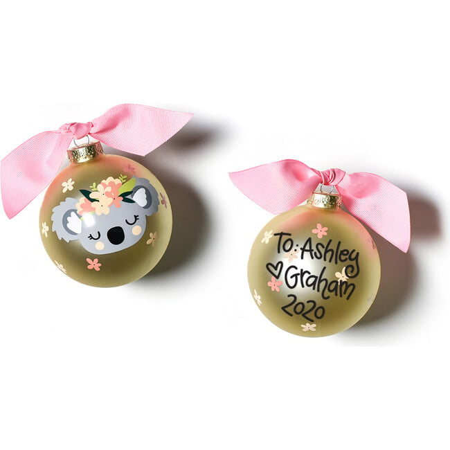 Koala Glass Ornament, Gold - Ornaments - 4