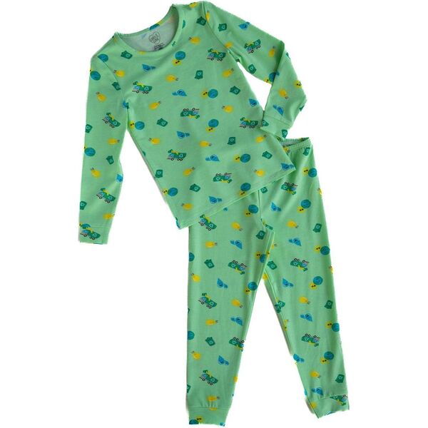 Recycle Pajama Set, Green - Lovey & Grink Sleepwear | Maisonette