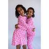 Cherry Berry  Long Sleeve Lounge Dress, Pink - Dresses - 3