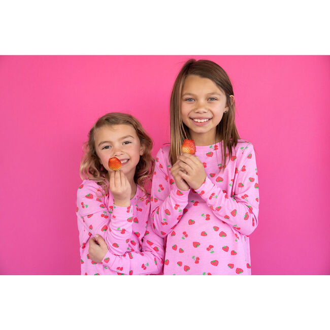Cherry Berry Pajama Set, Pink - Pajamas - 3