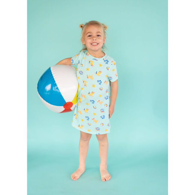 Beach Day Lounge Dress, Blue - Dresses - 4