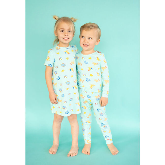 Beach Day Lounge Dress, Blue - Dresses - 5
