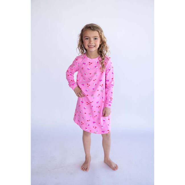 Love Potion Long Sleeve Lounge Dress, Pink - Dresses - 5