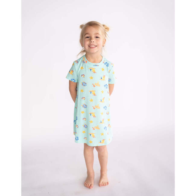 Beach Day Lounge Dress, Blue - Dresses - 6