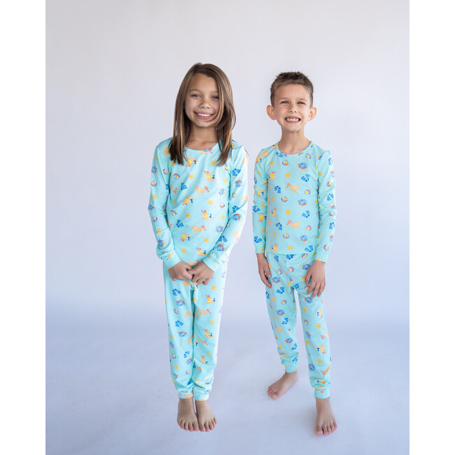 Beach Day Pajama Set, Blue - Pajamas - 4
