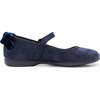 Velvet Bow Suede Mary Janes, Navy - Mary Janes - 1 - thumbnail