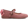 Velvet Bow Suede Mary Janes, Pink - Mary Janes - 1 - thumbnail
