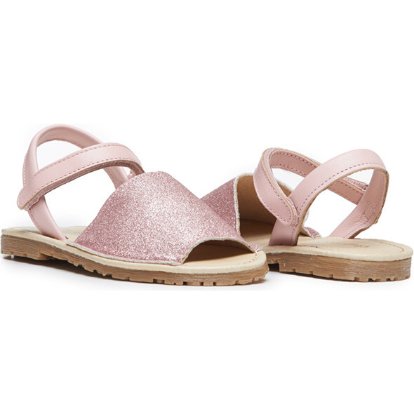 Leather Sandals, Pink Glitter - Sandals - 2