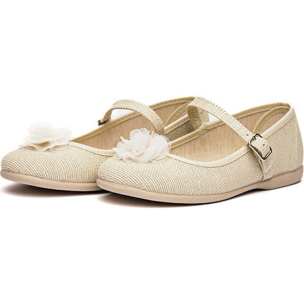 Pom-Pom Buckle Mary Janes, Tan - Mary Janes - 3