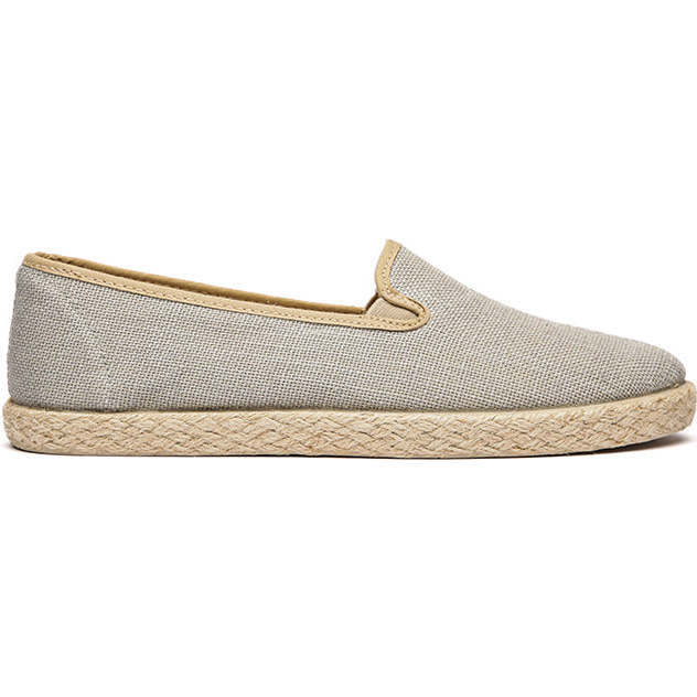 Linen Yute Slip-On Sneakers, Light Grey - Loafers - 1