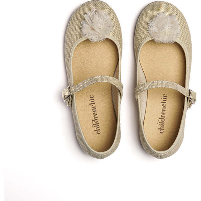 Pom-Pom Buckle Mary Janes, Tan - Mary Janes - 4