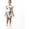 Mini Marielle Flutter Sleeve Dress, Cream And Black - Dresses - 2