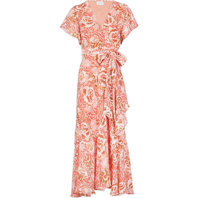 Women's Blaire Flutter Sleeve Print Dress, Guava Multi - Dresses - 1