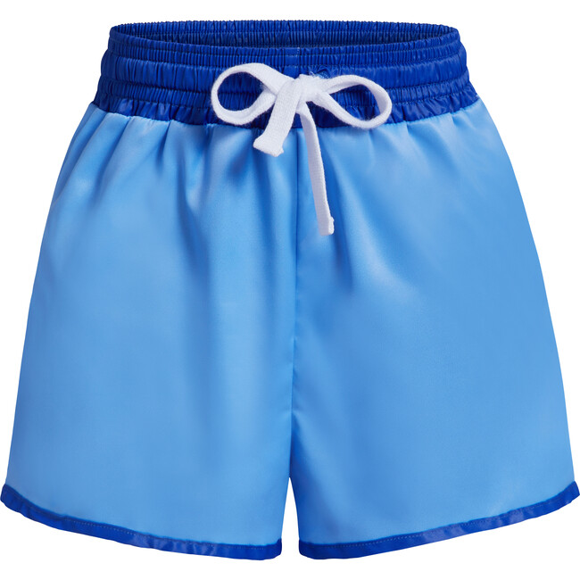 Mid-Leg Boy Short Swim Trunks, Blue Deep