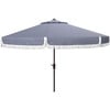 Milan Fringe 11Ft Crank Umbrella, Grey - Umbrellas - 1 - thumbnail