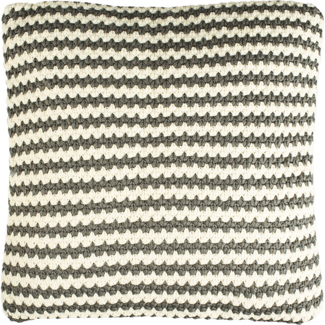 Suki Striped Feather Filled Pillow, Grey And Beige