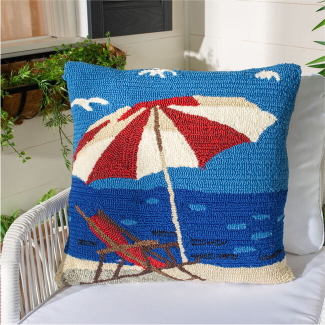 Beach Lounge Outdoor Pillow, Marine And Red (Set Of 2) - Throws - 2