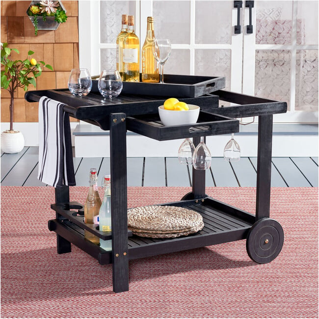 Orland Wooden Tea Trolly, Black - Outdoor Home - 5