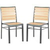 Koda Stackable Patio Chair With Wood Panels, Black And Brown - Accent Seating - 1 - thumbnail