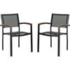 Kaelan Stackable Patio Chair With Contrast Arm Rests, Black And Brown - Accent Seating - 1 - thumbnail