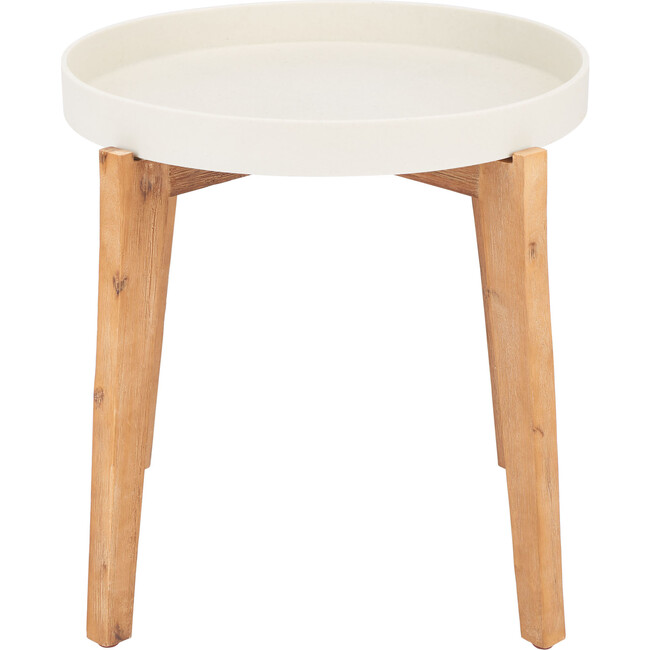 Charlen Remove Wooden Side Table, Natural And Beige