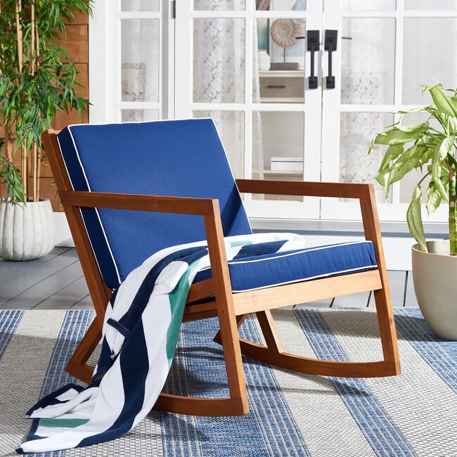 Vernon Rocking Chair, Natural And Navy - Accent Seating - 4