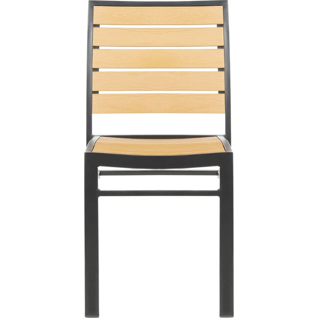 Koda Stackable Patio Chair With Wood Panels, Black And Brown - Accent Seating - 2