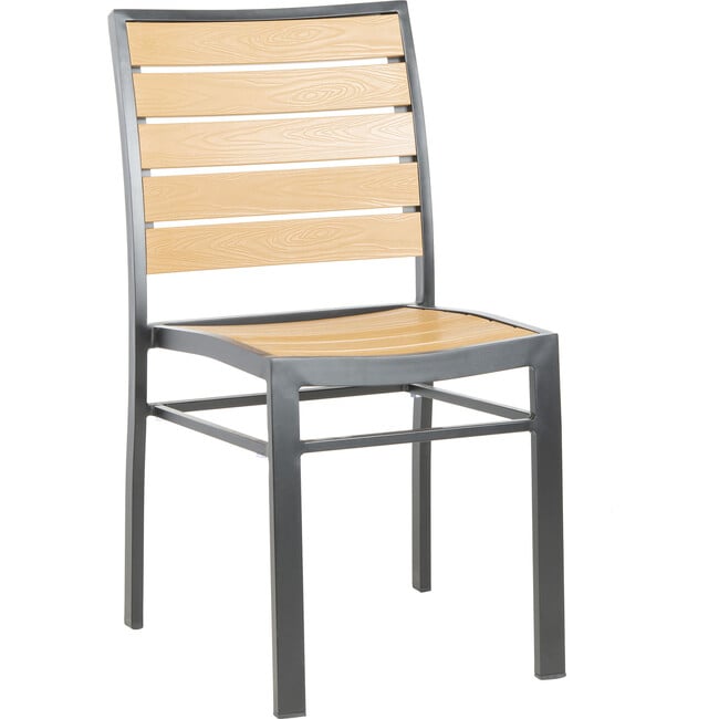 Koda Stackable Patio Chair With Wood Panels, Black And Brown - Accent Seating - 3