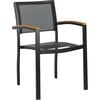 Kaelan Stackable Patio Chair With Contrast Arm Rests, Black And Brown - Accent Seating - 3