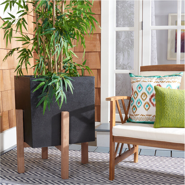 Anston Concrete Planter, Natural And Black - Planters - 3