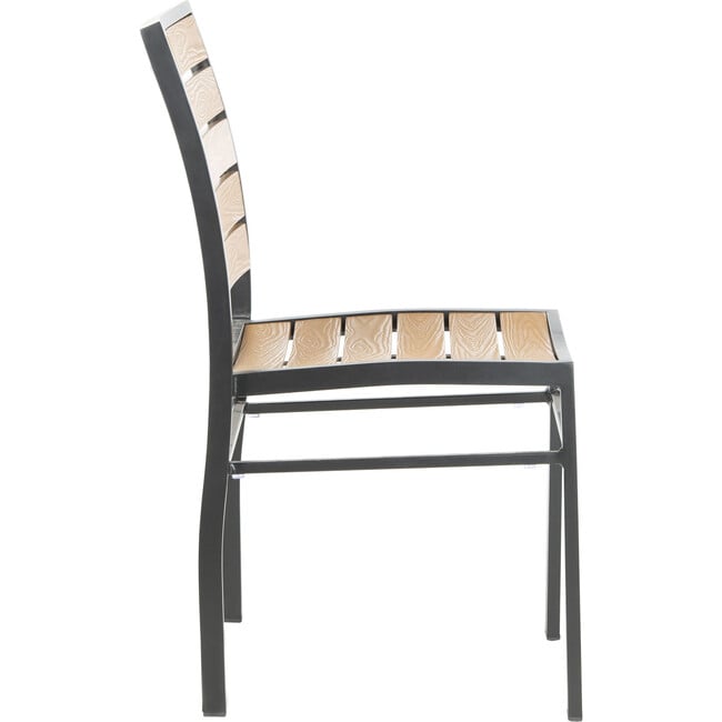 Koda Stackable Patio Chair With Wood Panels, Black And Brown - Accent Seating - 4