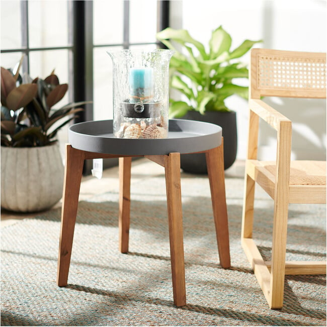 Charlen Remove Wooden Side Table, Natural And Grey - Accent Tables - 4