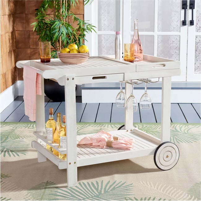 Orland Wooden Tea Trolly, White - Outdoor Home - 5