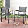 Kaelan Stackable Patio Chair With Contrast Arm Rests, Black And Brown - Accent Seating - 5