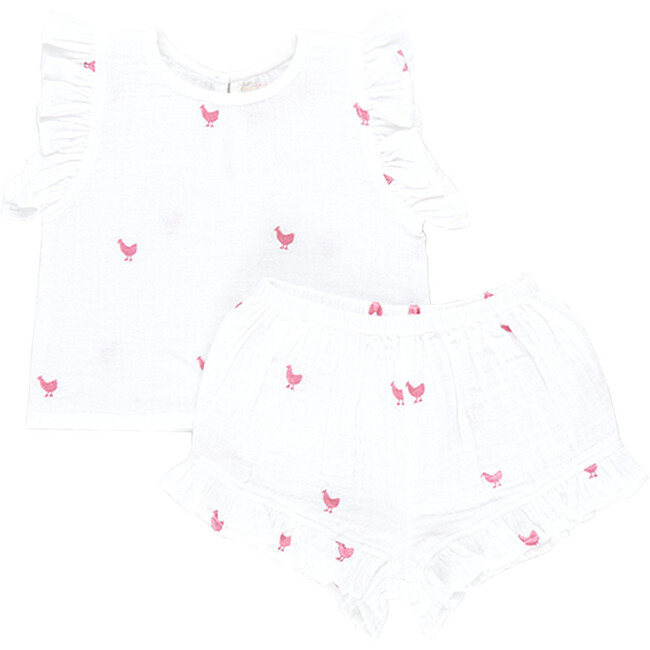 Girls Roey 2-Piece Set, Pink Chickens - Mixed Apparel Set - 1