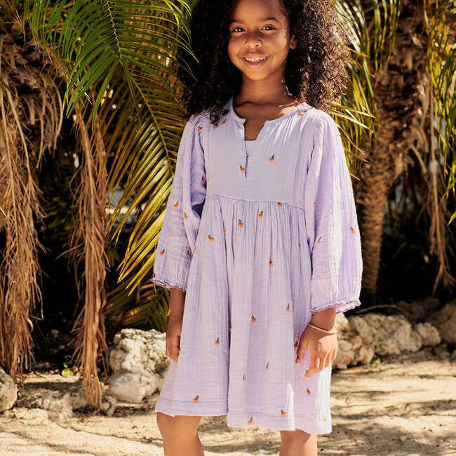 Girls Ava Bella Dress, Lavender Oranges - Dresses - 2